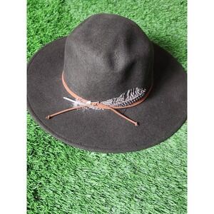 Stetson Fedora Hat Mens L Green Wool Felt Wide Brim Feather USA Moisture Wicking